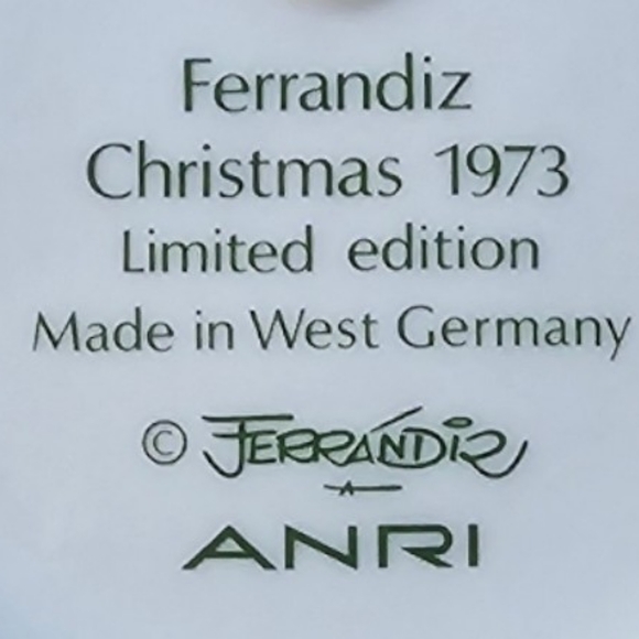 1973 Christmas Plate - Made in West Germany - Juan Ferrandiz Limited Edition - Picture 3 of 4